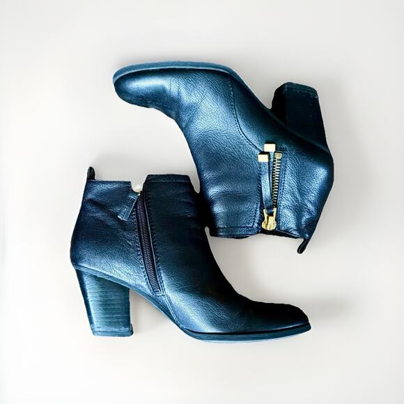 BLK LTR Franco Sarto Ankle Zip Booties Classic Western Moto Grunge Punk Goth 7.5 - Picture 11 of 16